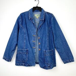 Vintage denim blazer jacket by Havana Jack’s Cafe, 100% cotton, size XL petite